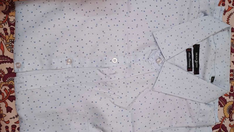 Light Blue Printed Men's Shirt &amp; Pant Set