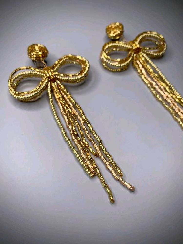 Golden Bow Tassel Earrings✨