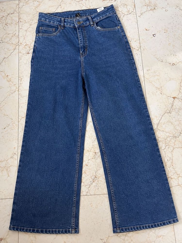 Blue Wide-Leg high waist jeans