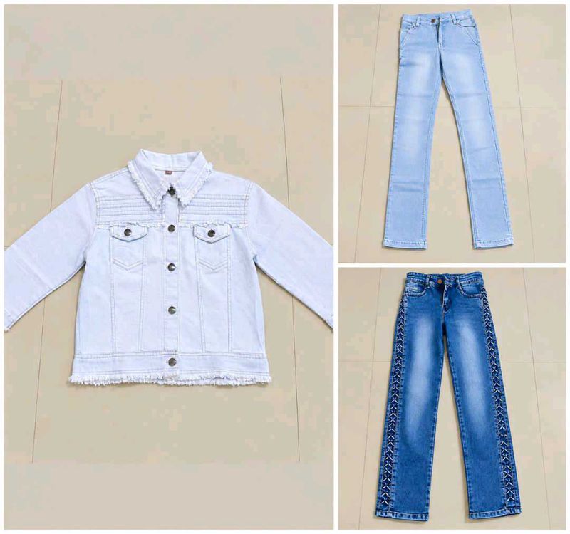 Girls Denim Jacket and  Jeans Set