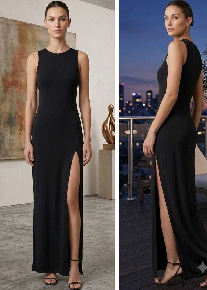 Black high slit dress(Medium)