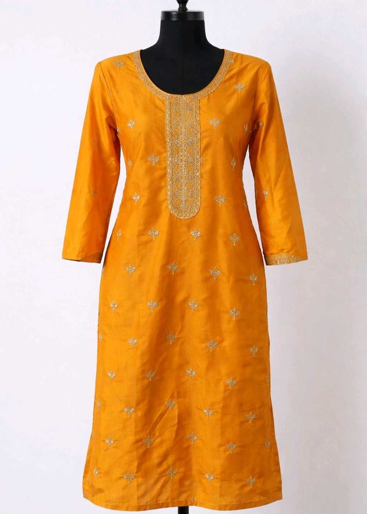 Orange Embroidered Kurta
