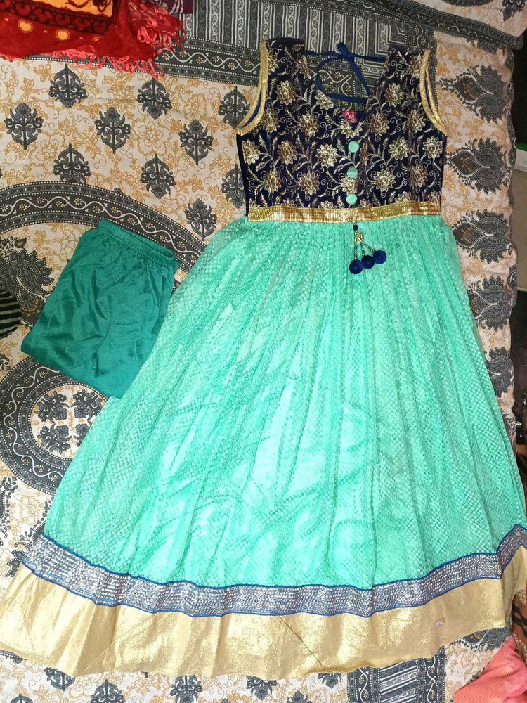 Aqua &amp; Navy Indian Dress