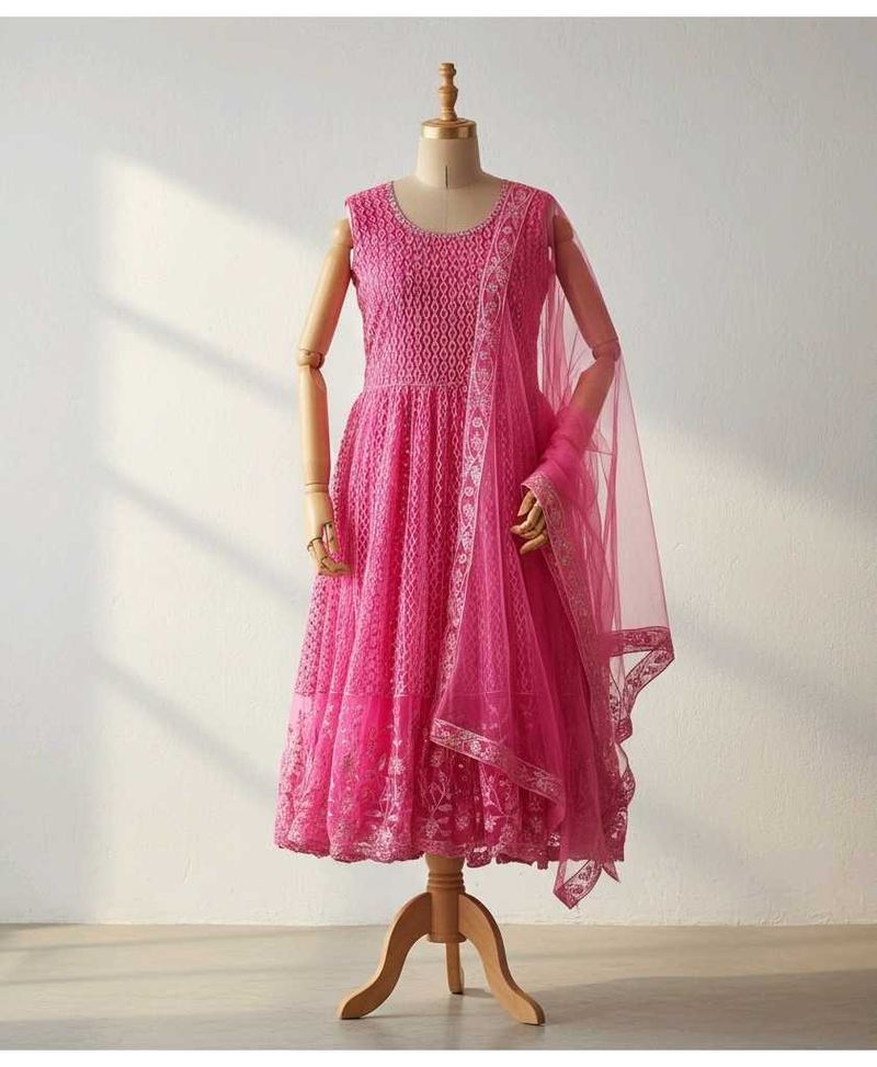 Elegant Pink Anarkali Suit with Dupatta