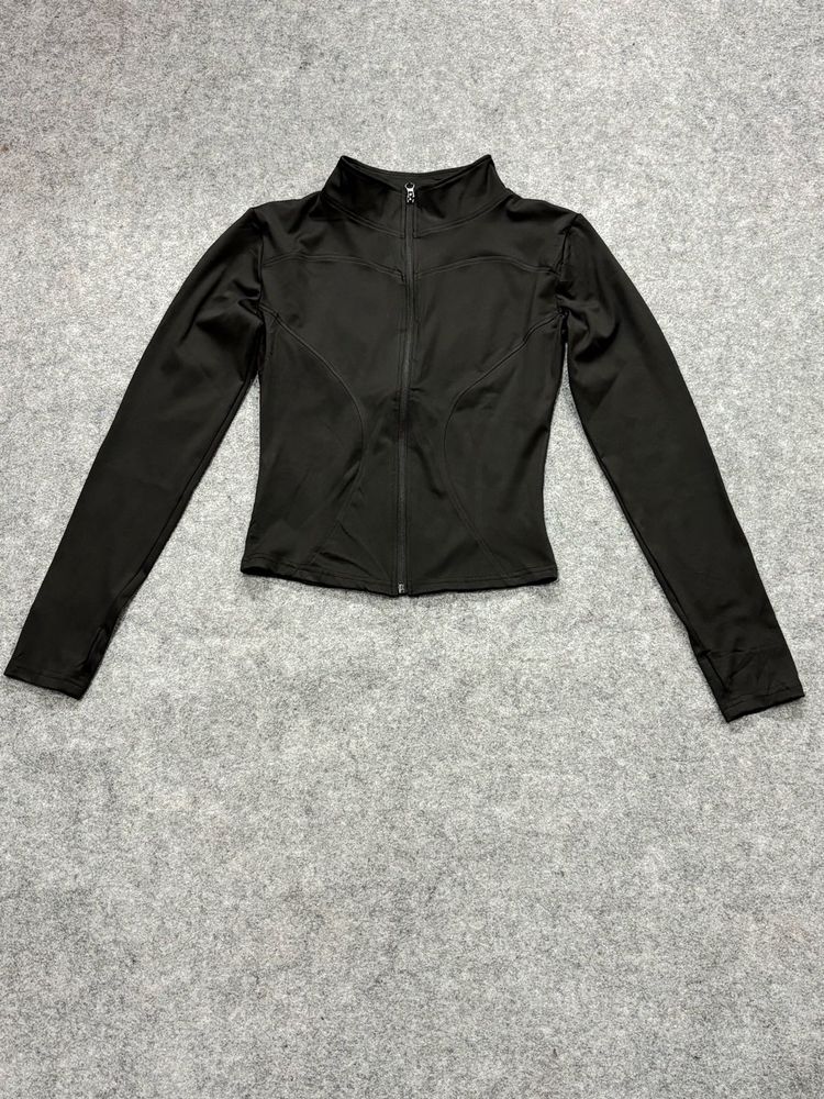 Black Zip-Up Athletic Jacket