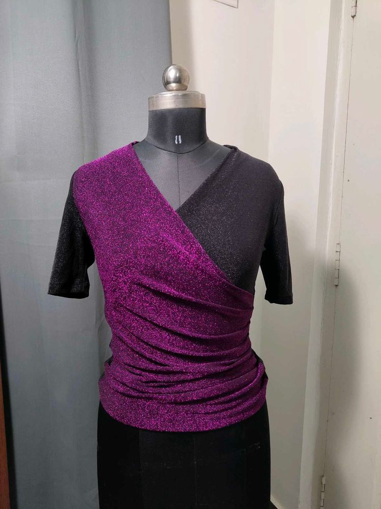 Sparkly Wrap Front Top
