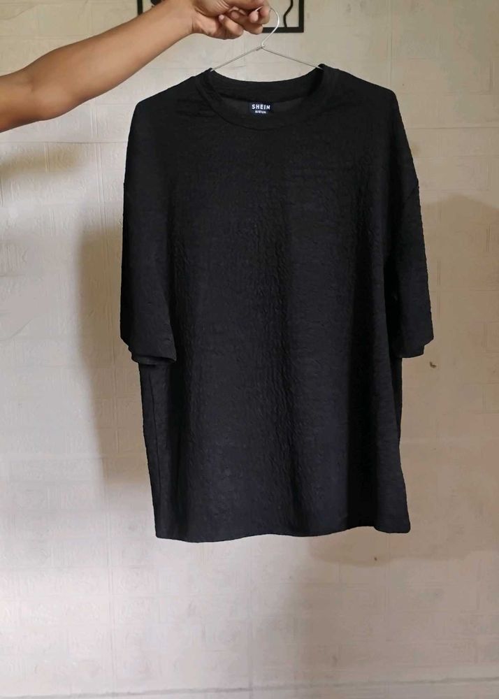 Shein Textured Black T-Shirt
