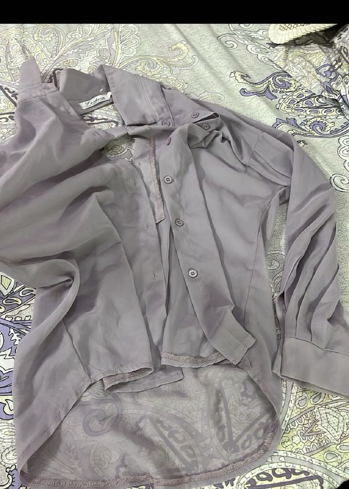 Lavender Button-Down Top