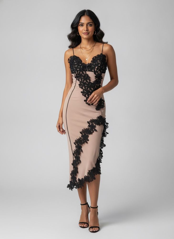 Stunning Black Lace Trimmed Dress