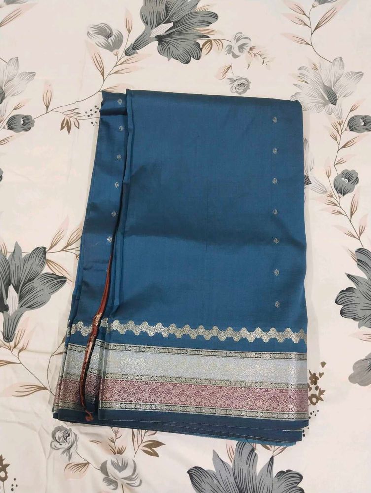 Teal Blue Traditional Woven Saree