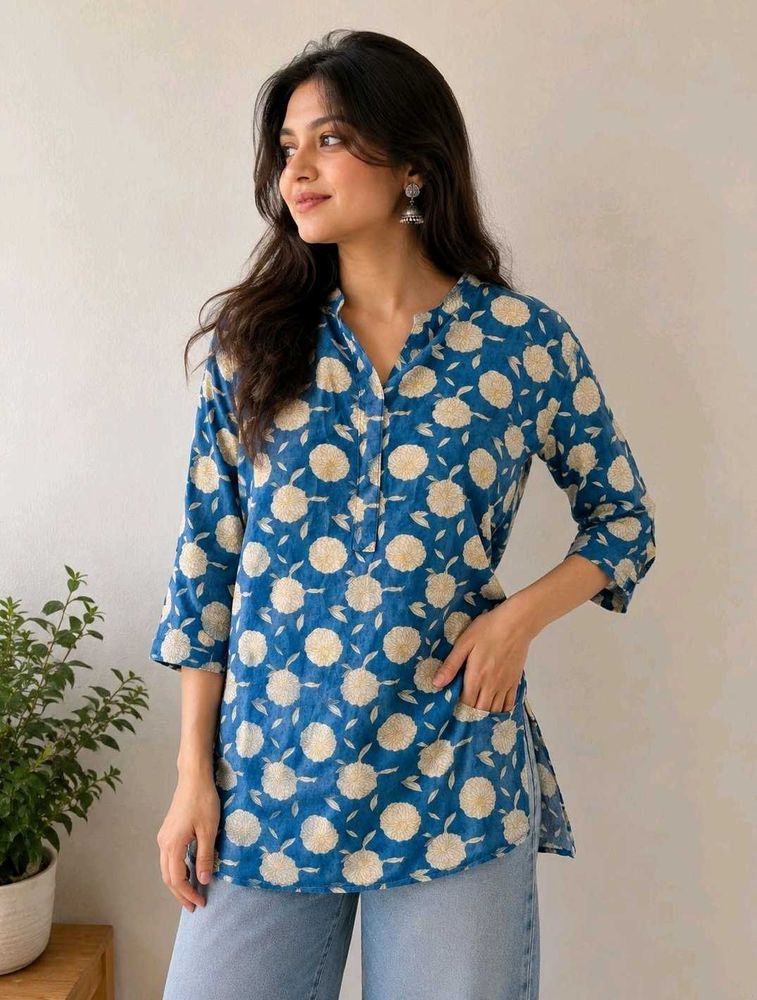 Bohemian Blue Floral Print Kurta