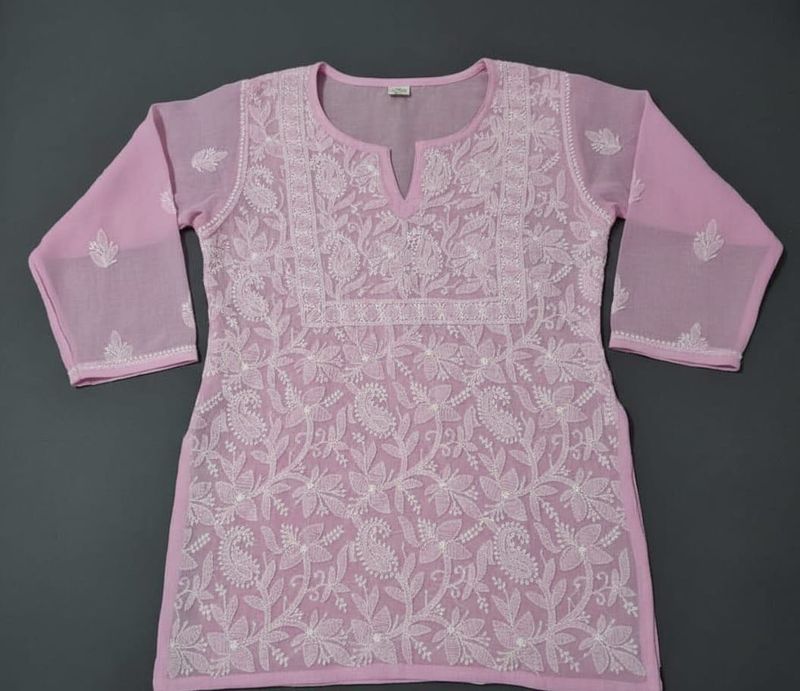 Elegant Pink handwork Chikankari Kurti
