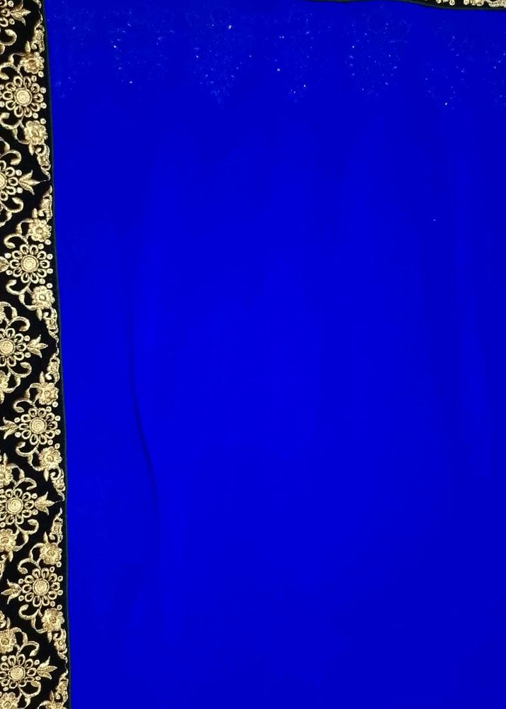Royal Blue Saree with Gold Embroidery