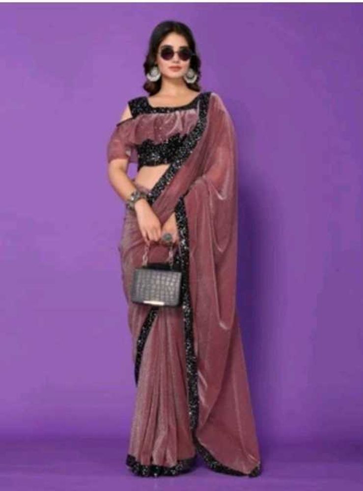 Elegant Mauve Velvet Saree