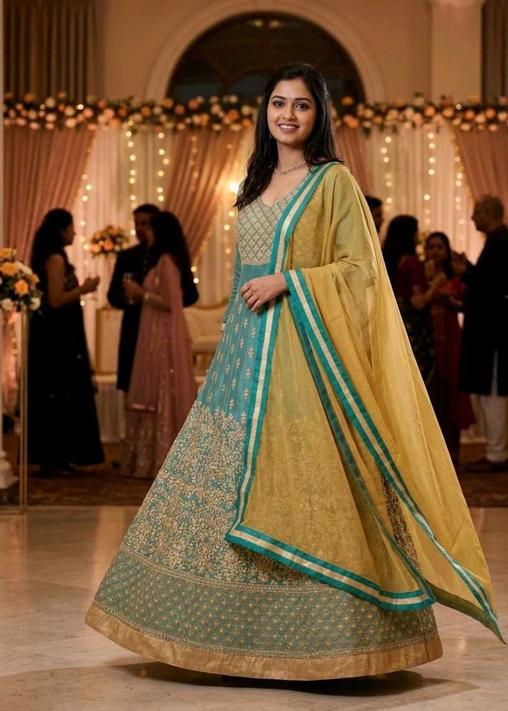 Stunning Teal &amp; Gold Gown💛
