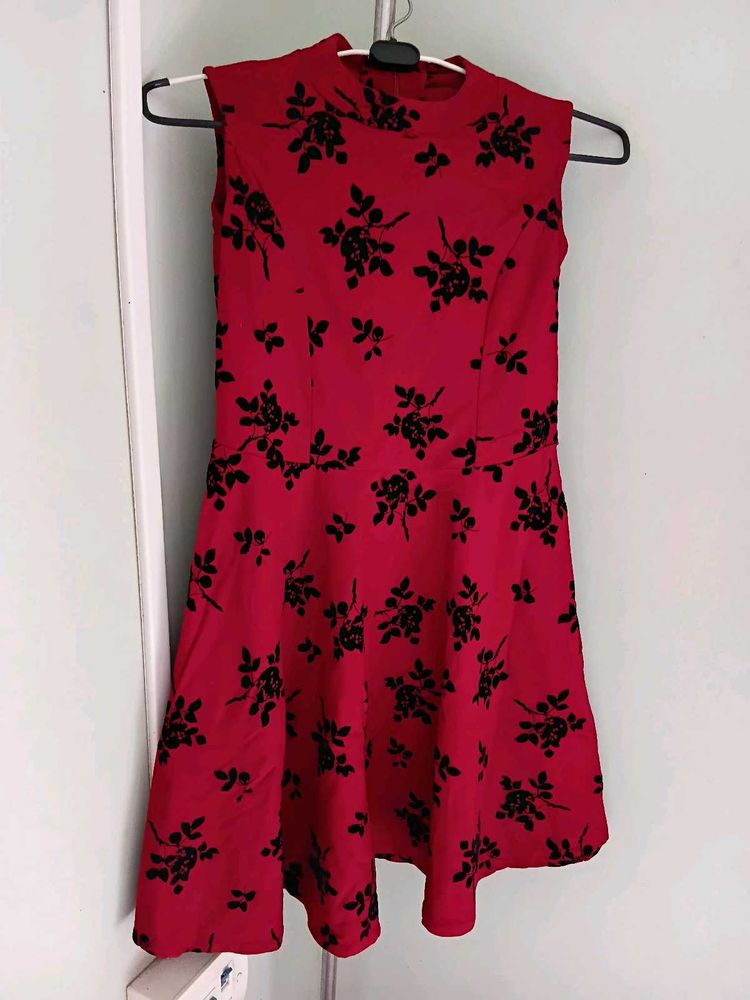 Brand New Red Floral Skater Dress With Jacket