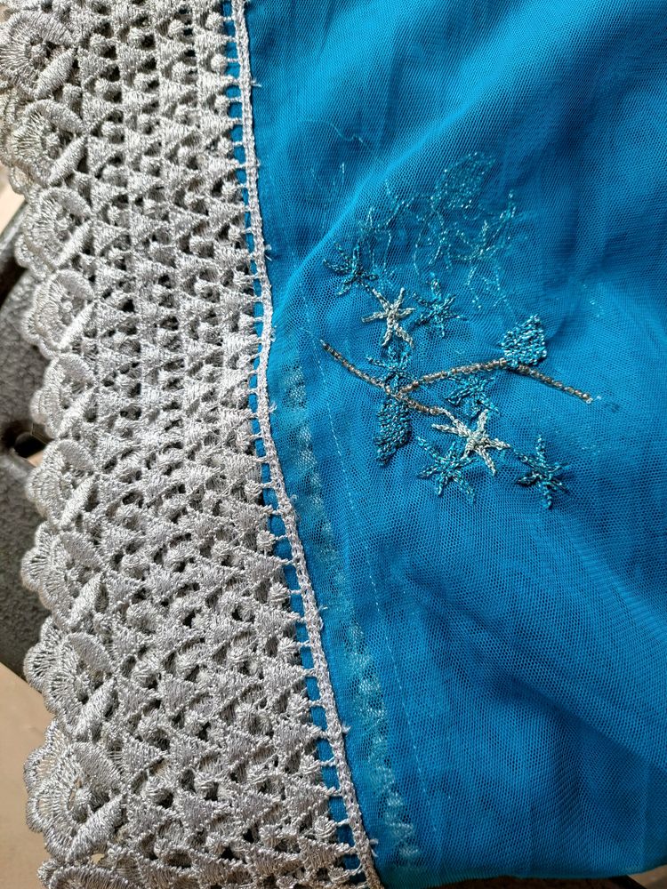 Boutique Piece New Net Saree With Border Lace