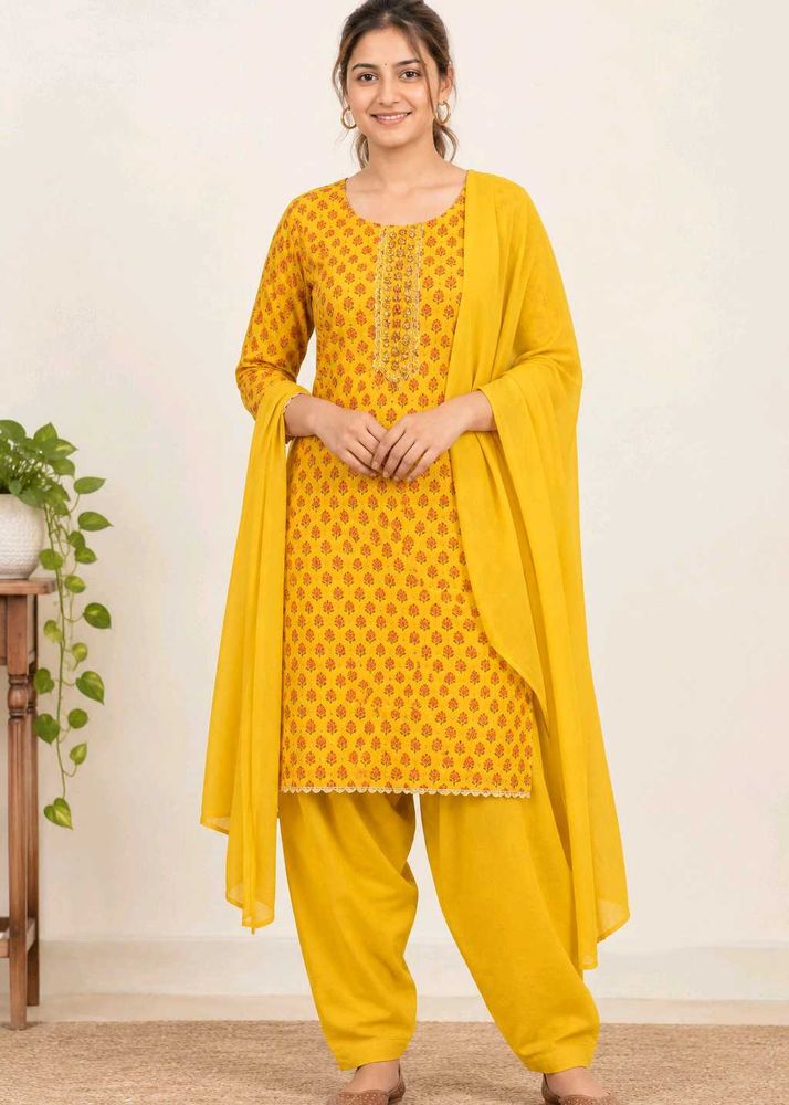 Yellow Chudidhar Set|Self-Stitched|Can Be Loosened