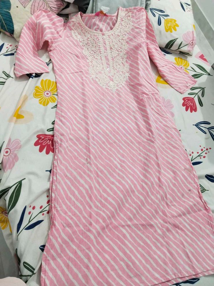 Elegant Pink Striped Kurta