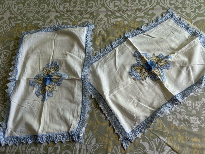 Embroidered Blue-white Pillow Covers (Set of2)