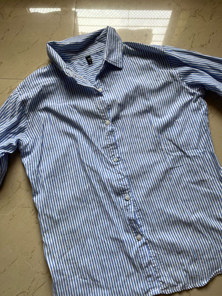 Blue Striped Button-Up Shirt