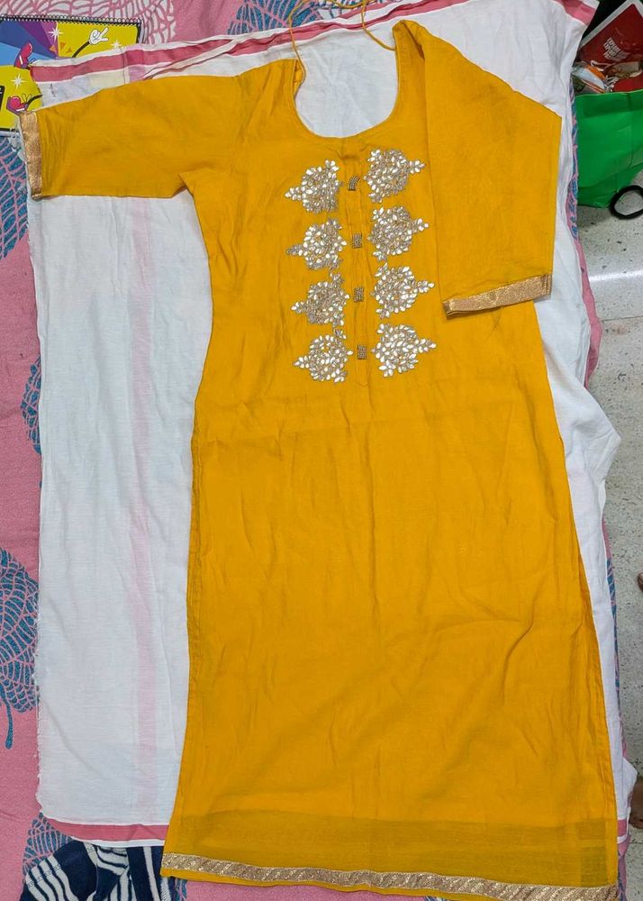 Vibrant Yellow Embellished Kurta