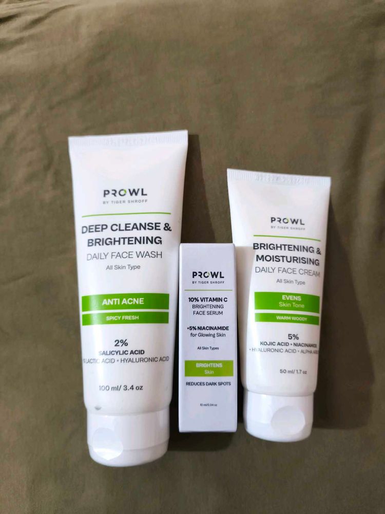face wash, serum, moisturizer