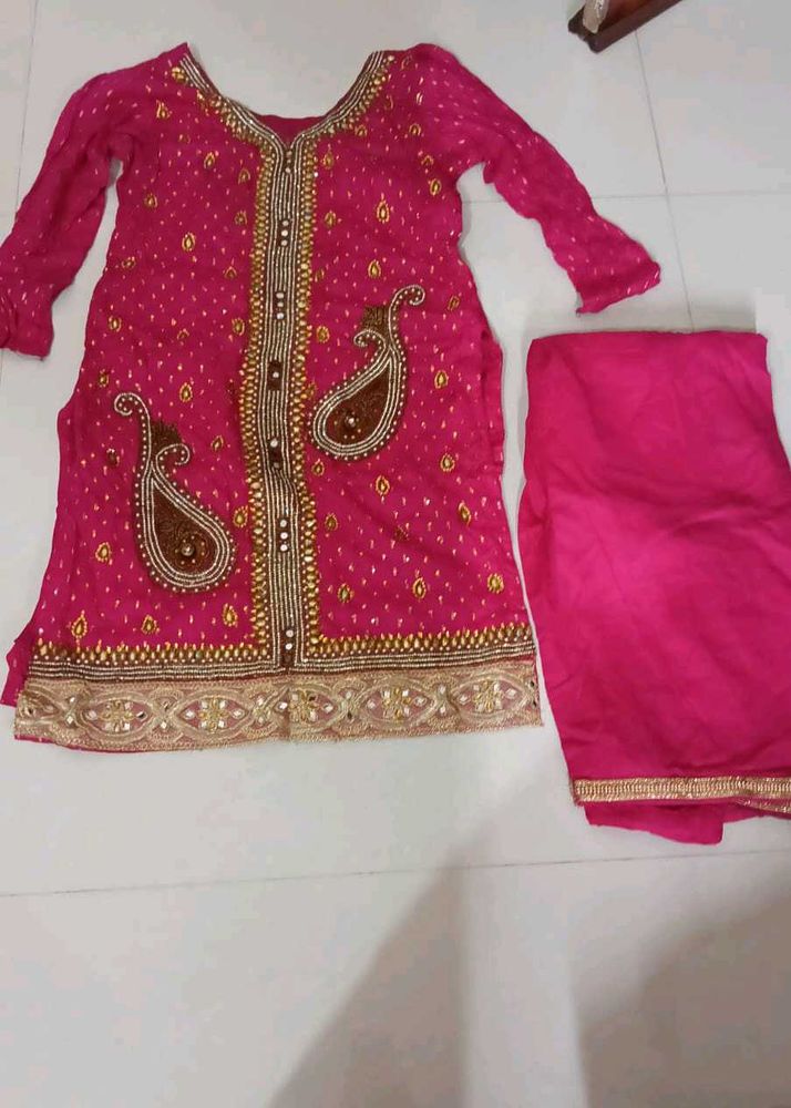 Vibrant Pink Embellished Kurta Set