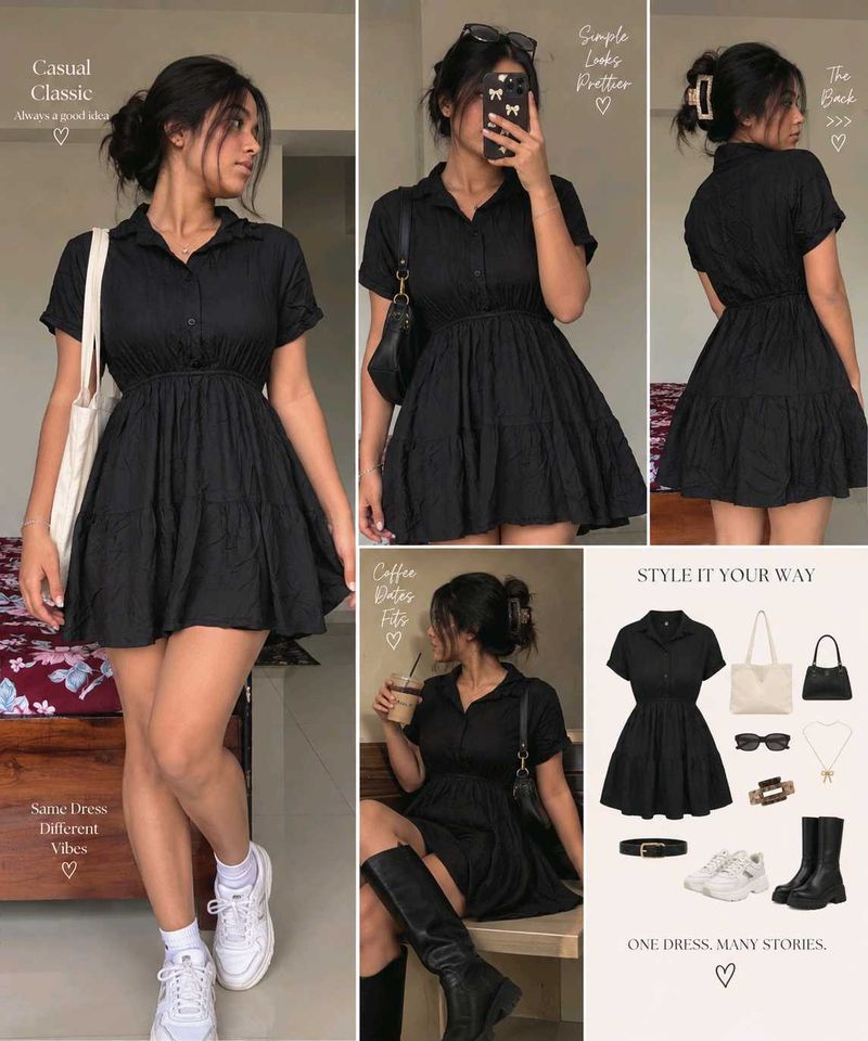 Chic Black Mini Shirt Dress