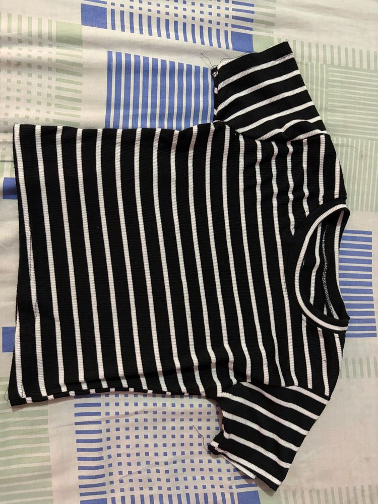 Black and White Striped Top
