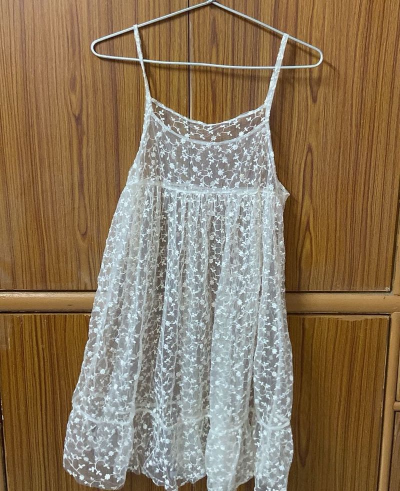 Sheer Lace Mini Dress