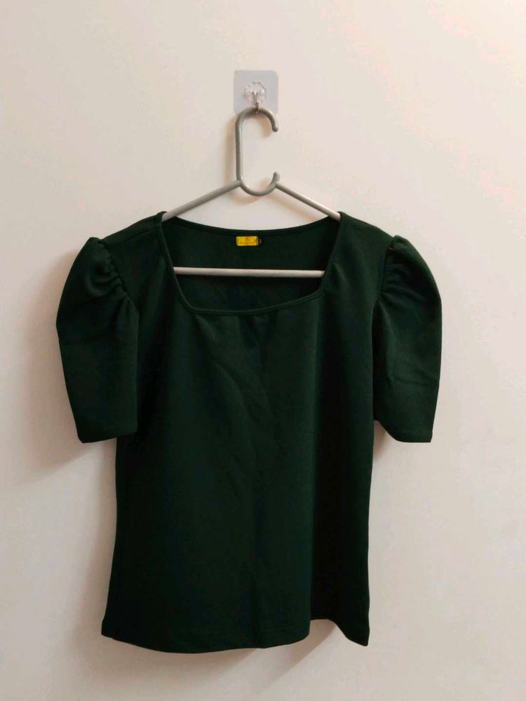 Chic Puff Sleeve Square Neck Top