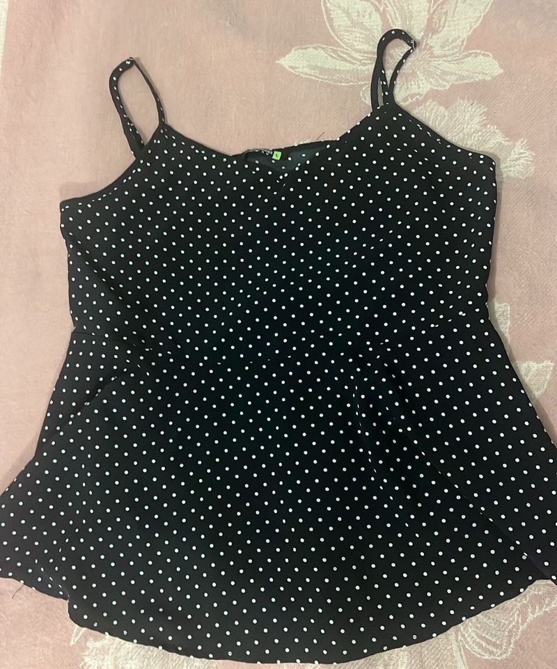 Black Polka Dot Camisole Top