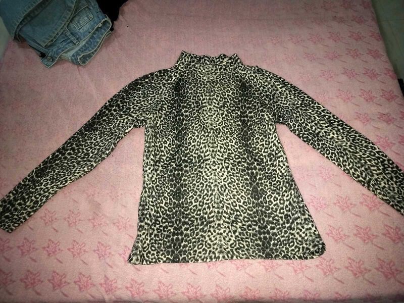 Leopard Print Mock Neck Top