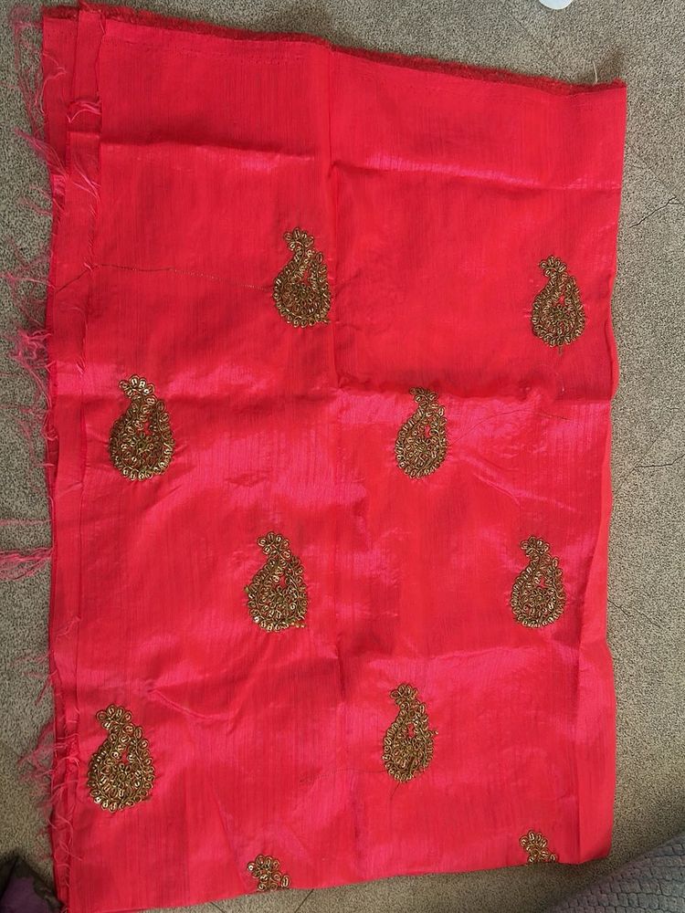Vibrant Pink Embroidered Blouse Fabric