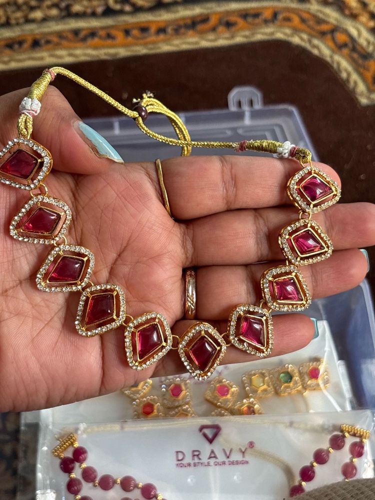 Exquisite Ruby &amp; Diamond Necklace Set