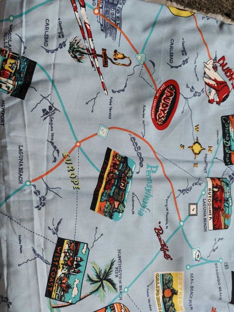 Retro Travel Map Fabric