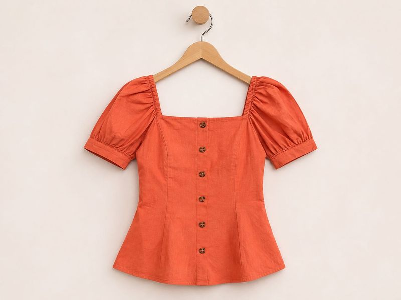 Chic Square Neck Puff Sleeve Top