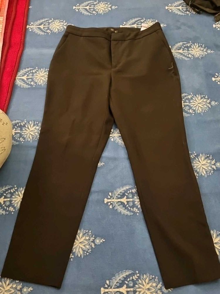 Zara Classic Black Straight Leg Trousers