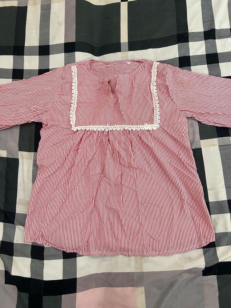 Size (L)Classic Red &amp; White Striped Top