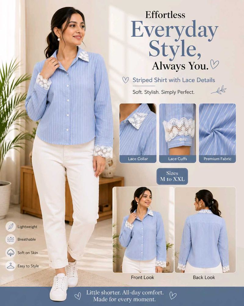 Striped Shirt with Lace Details