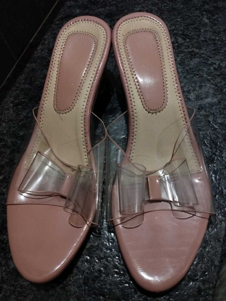 Trendy Nude Pink 💕Transparent Bow heels