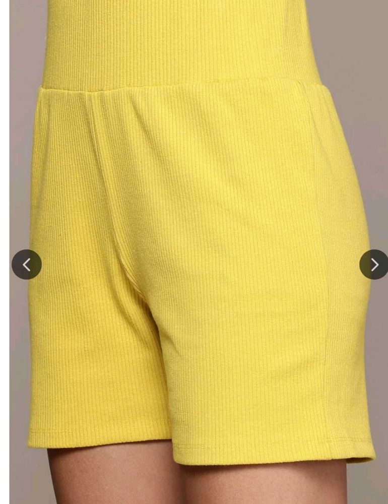 Bright Yellow Ribbed Shorts