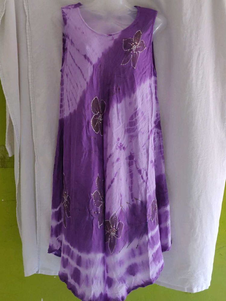 Tie-Dye Floral Sleeveless Dress(XL)
