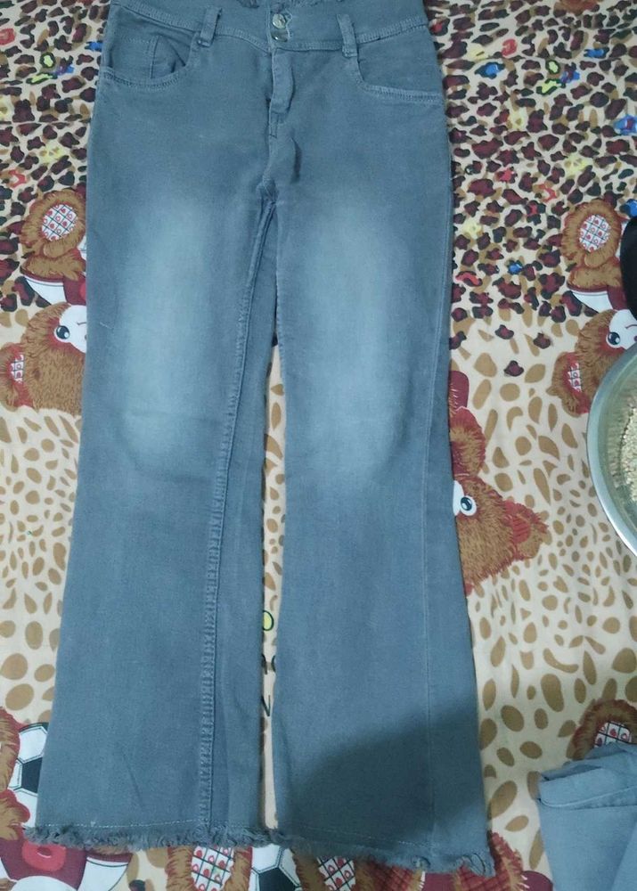 Grey Flared Jeans