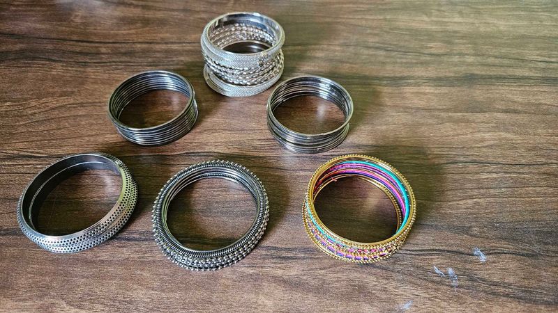 Silver Tone Bangle Sets 2.6
