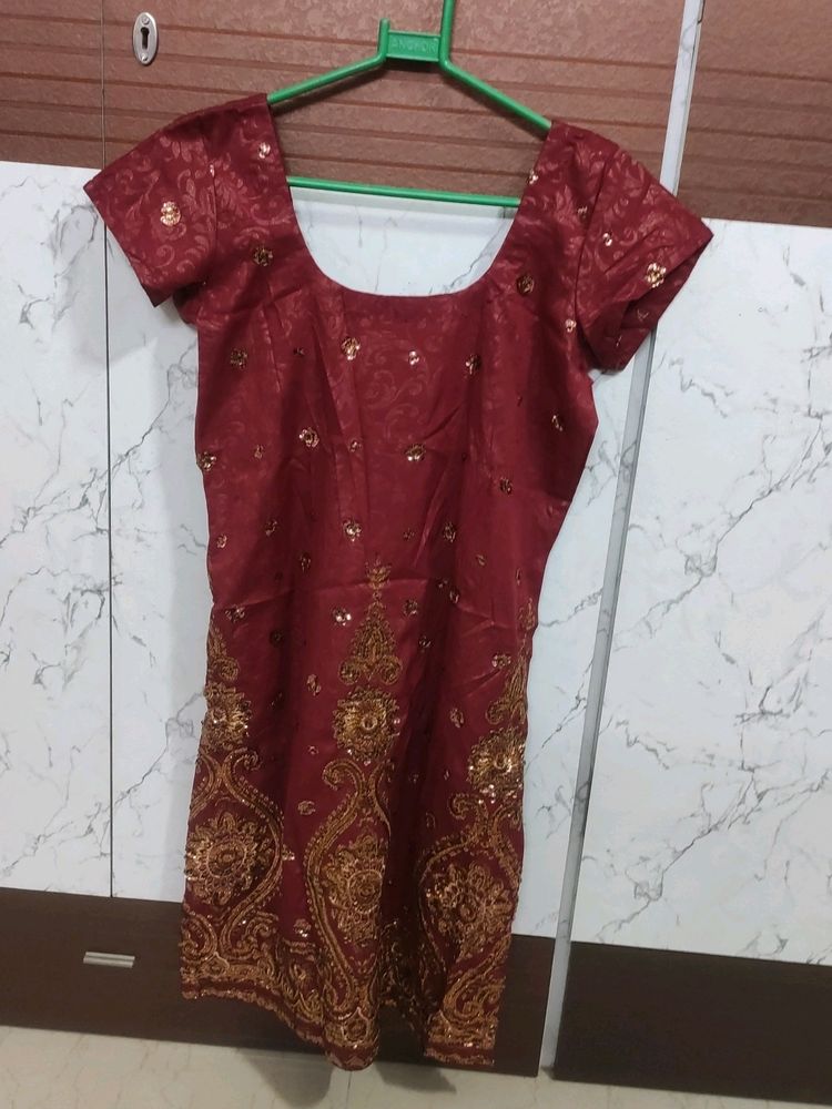Maroon Embellished Kurta Set (NEW)