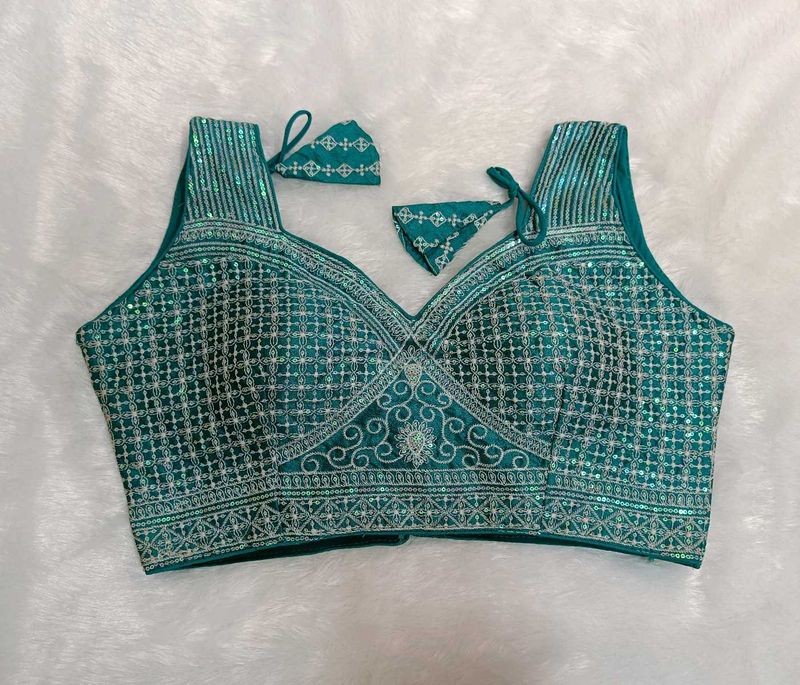 Embellished Teal Blouse