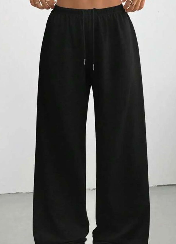 Black Wide-Leg Lounge Pants