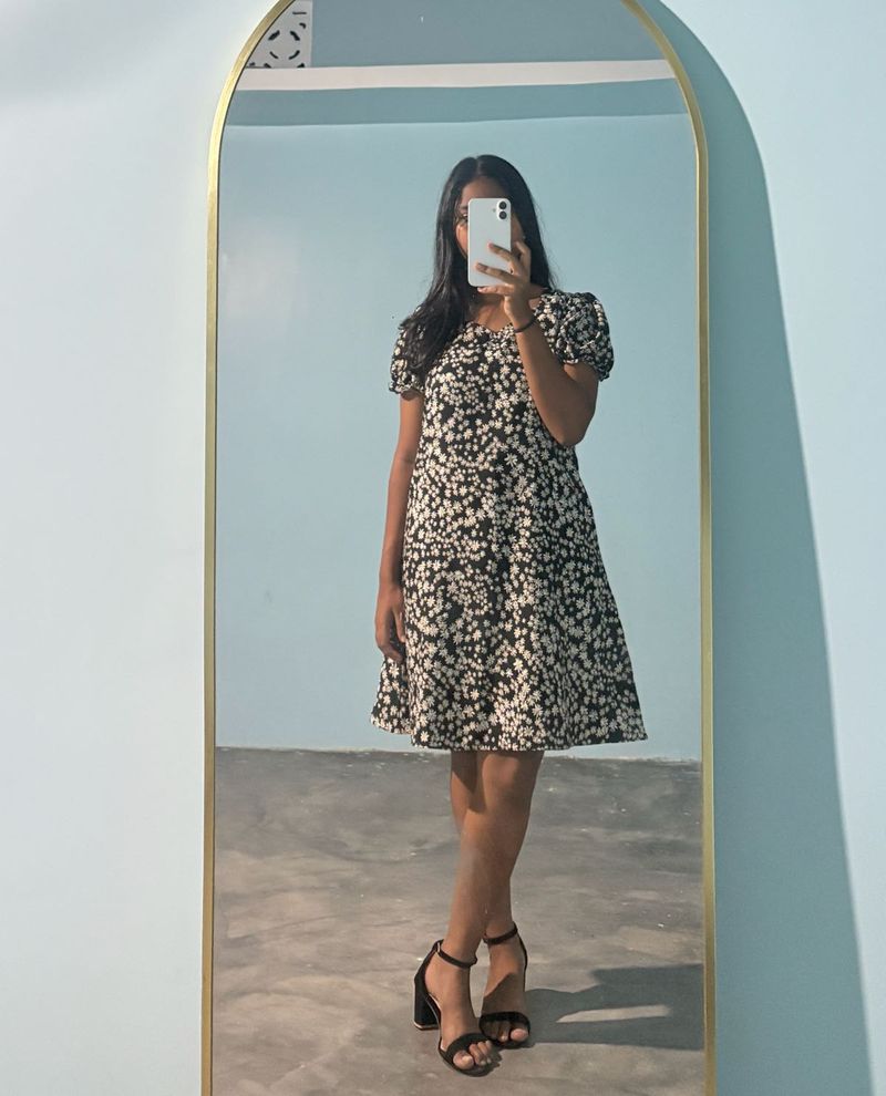 Floral Print Short Sleeve Mini Dress